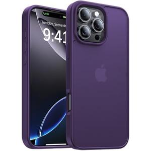 KCQNine for iPhone 16 Pro Case, [Military-Grade Drop Protection][Anti-Yellowing] Shockproof Protective Translucent Matte Cover for iPhone 16 Pro Phone Case,Dark Purple