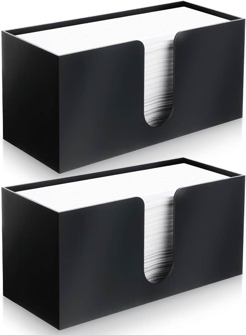 2pcs Paper Towel Dispenser Countertop Bathroom Paper Towel Holder Acrylic Napkin Dispenser Black Napkin Holder for Kitchen Tabletop Tissue Dispensers for Bathroom Toilet Multifold C-Fold Z-Fold Papers