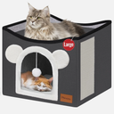 Persure Cat House Cat Beds for Indoor Cats Large Foldable Multifunction Cat Cave for Pet with Hover Ball and Scratching Board (Dark Grey, Large Cat House)