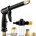 Turn Any Hose Into A High-Pressure Water Jet,Heavy Duty Garden Hose Nozzle,Multi Function Lawn & Garden Watering Sprayer,Spray Nozzles for Cleaning Yard Pets Car,Three Spray Modes with Foam Pot(set)