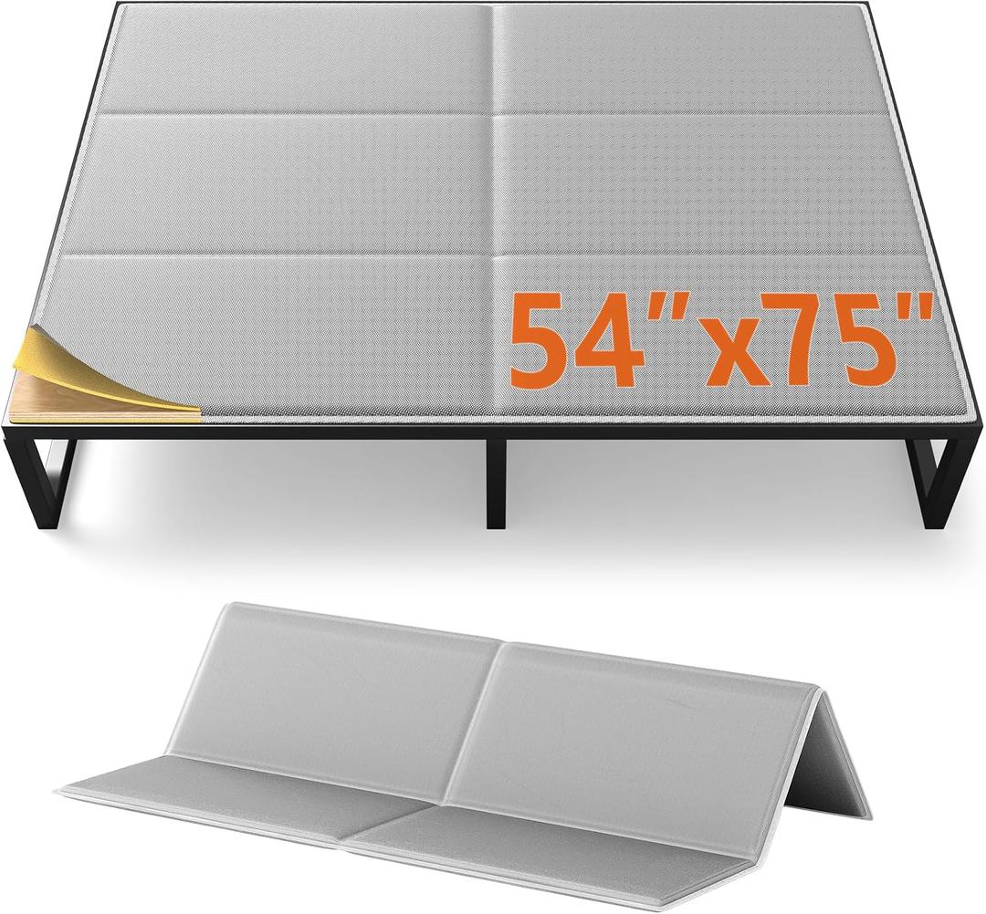 20mm Heavy Duty MDF Bunkie Board Full Size (54"x75") w/ Foam Padding, Low Profile Bed Board for Sagging Mattress, Noise Minimizing & Breathable for Platform, Slatted and Metal Frames