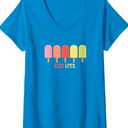 Womens Popsicle - Keep cool V-Neck T-Shirt (Small, Baby Blue)
