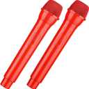 Facmogu 2PCS Fake Microphone Prop, Plastic Realistic Prop Microphone, Pretend Mics Simulate Speech Practice, Mic Prop for Karaoke Costume Role Play Christmas Cosplay Music Birthday Party Favors - Red