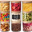 ComSaf 0.6 Qt Glass Food Storage Jars Set of 9, Clear Glass Storage Containers with Lids, Pantry Organization Jar, Spice, Blooming Tea, Oat, Coffee and Sugar Container, Small Canister Set for Kitchen