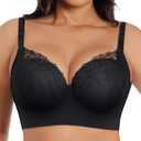 SHAPELLX Back Smoothing Full Coverage Underwire Lace Bra for Women Side Support No Side Bulge Breathable Comfort Lift (Black, 38C)