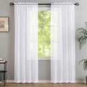 White Sheer Curtains 84 inch Length 2 Panels Set, Airy Soft-Touching Rod Pocket Voile Drapes for Living Room/Bedroom, Sheer Curtain Panels Set 84" Inches Long, Light Filtering, Each 40" W x 84" L