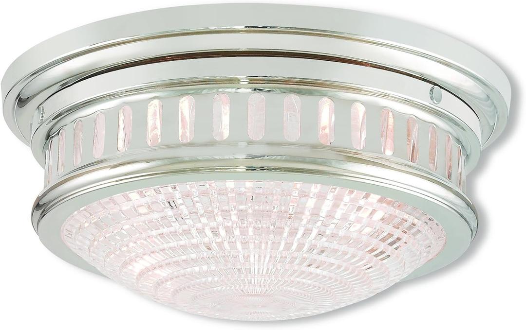 Livex Lighting 73052-35 Transitional Two Light Ceiling Mount from Berwick Collection in Polished Nickel Finish