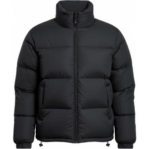 Men's Puffer Jacket Thickened Winter Coat Warm Stand Collar Color Block Zip Up Jacket Ski Bubble Coat(Black,L)