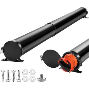 Upgraded 43-85'' RV Adjustable EZ Hose Carrier with Stainless Steel Lockable Door Cap, RV Extendable Waste Sewer Hose Carrier with Knurled and Mounting Screws, Super Slider Storage Tube, Black