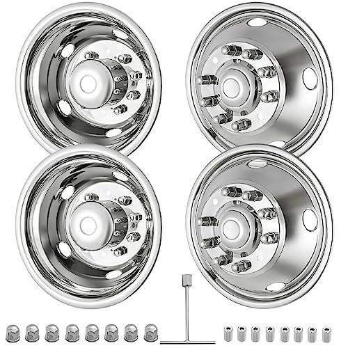 CIRONBOW 19.5" 10 Lug Wheel Simulators,Stainless Steel,Hubcap with Bolt Kit Fit for 2005-2021 Ford F450/F550,Ford Raptor 2WD Trunk Dually Wheel Cover Set (19.5Inch)