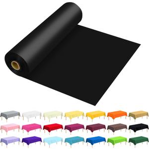 54 Inch X 100 Feet Plastic Table Cover Roll Premium Disposable Plastic Tablecloth for All Type/Shape Tables | Picnic, Party, Banquet, Birthdays, Weddings (Black, 54 Inch X 100 Feet)
