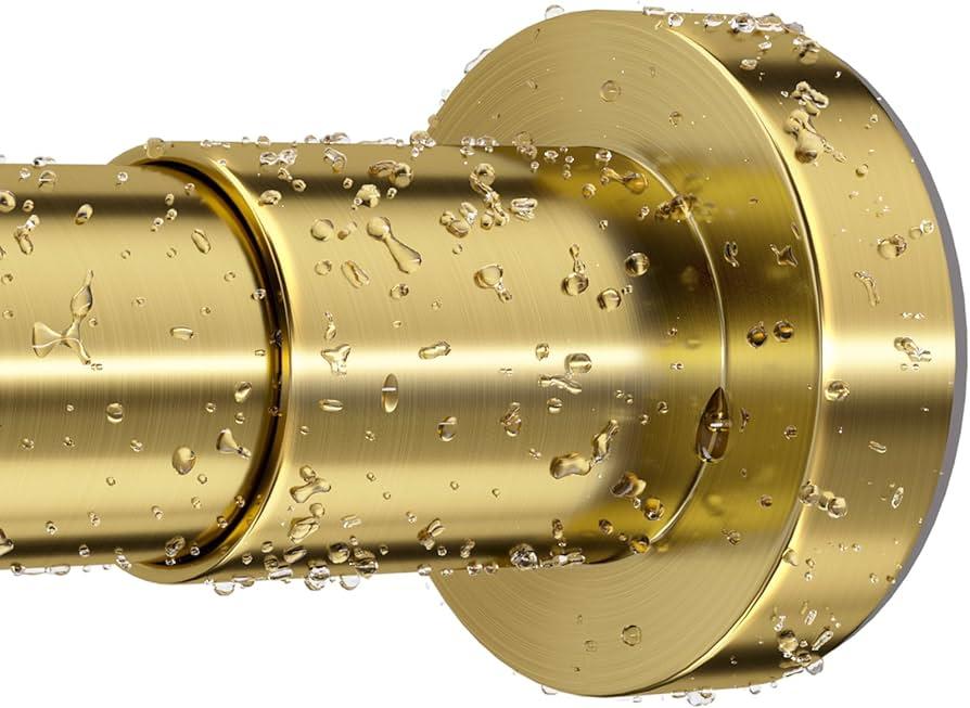 ZYRW Gold Shower Curtain Rod 36-98 Inches (3-8.2ft) Non Rust Adjustable Shower Rod Spring Tension Non Slip No Drilling Stainless Steel Shower Rods for Bathroom Window