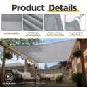 Sunnymove 20 x 30 ft Sun Shade Sail for Patio Rectangle 185 GSM Heavy Duty UV Block Canopy Permeable Cover Outdoor Garden Deck Backyard Commercial Grade 95%-98% UV Protection Easy Installation(Grey)