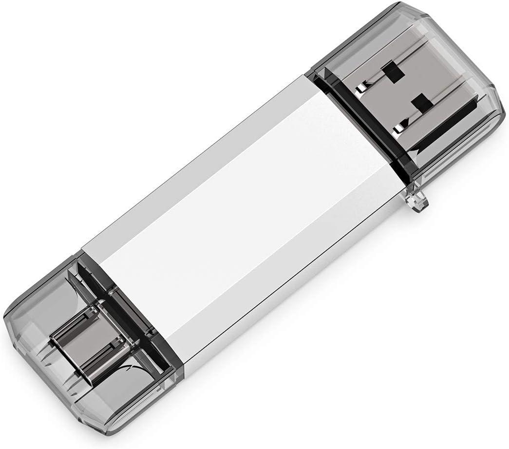 USB C Flash Drive Type C, VICFUN USB Memory Stick 128GB USB 3.0 and USB C OTG 2 in 1 128GB USB Stick Thumb Drive for USB-C Device Smartphones,Compter (Silver)