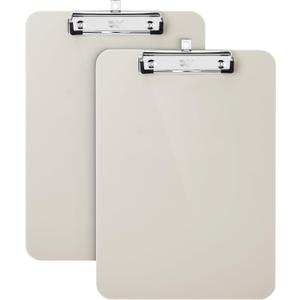 Mr. Pen- Plastic Clipboard, 12.5" x 9", 2 Pack, Silk Cream Clipboard Plastic, Low-Profile Metal Clip with Retractable Hanging Hole