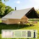 Inflatable Tents for Camping, Easy Setup Inflatable Tent with Canopy, Large Glamping Tent with Pump, Waterproof Oxford 4 Season Air Tent with Skylight Mesh Windows for 2/4/6/8/12 Person