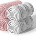 JOYMOOP Microfiber Replacement Pads for 13" Flat Mop System, Reusable Mop Refills, 4-Pack, Stripe and Pink