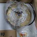 KoKo&Yukina 8 Inch Gold Modern Globe Pendant Light White Glass with Brass Finish Contemporary Mid Century Adjustable Hanging Light Fixture for Living Room Bedroom Bathroom Kitchen (Bulb Incl.)