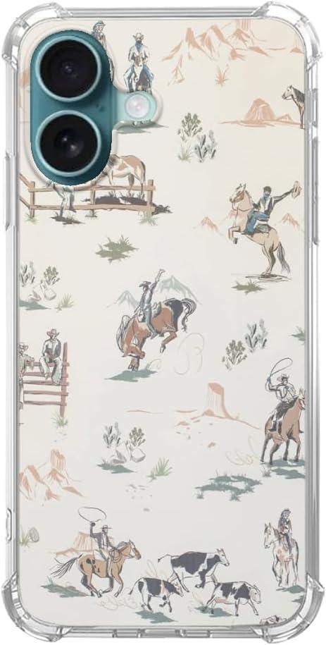 Vinatage Cowboy Case Compatible with iPhone 16, Wild West Country Case for iPhone 16, Cool TPU Shockproof Case Cover