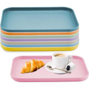 Plastic Art Trays,8 Pack Stackable Activity Tray Crafts Organizer Tray Serving Tray Jewelry Tray for DIY Projects, Painting, Beads, Organizing Supply,8 Color (12.2 x 8.9 Inches)