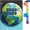 Global Datebooks 2025-2026 Elementary Student Planner 8.5x11 - Dated Weekly & Monthly Academic Planner (Large) with Ruler/Bookmark & Stickers, Ideal for Homework, Matrix Style, Earth