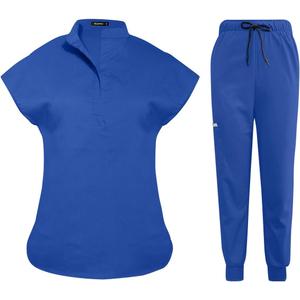 niaahinn Scrubs Set for Women Nurse Uniform Jogger Suit Stretch Top & Pants with Multi Pocket for Nurse Esthetician Workwear (Medium, Royal Blue)
