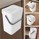 0.8 Gallon/3L Compost bin Kitchen, for use on countertops or Under Sinks, Hanging Trash can with lid, for Cupboard/Bathroom/Bedroom/Office/Camping, Mountable Indoor Compost Bucket(White)
