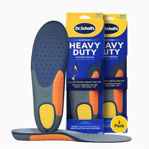 Dr. Scholl's Heavy Duty Support Insole Orthotics, Big & Tall, 200lbs+, Wide Feet, Shock Absorbing, Arch Support, Distributes Pressure, Trim to Fit Inserts, Work Boots & Shoes, Men Size 8-14, 2 Pairs