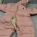 Happy Cherry Baby Snowsuit Winter Coat Warm Hoodie Romper Puffer Jacket (12-18 Months, Pink)
