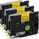 Label KINGDOM TZe-631 Yellow Label Tape Compatible with Brother P Touch Label Tape TZe631 TZe TZ Tape 12mm 0.47 Laminated Yellow Label Maker Tape 1/2" Use for Brother PTH110 PT-D200 PT-D210, 3-Pack (Black on Yellow)