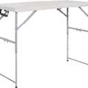 Office Star Resin Multipurpose Rectangle Table, 4-Feet Long, Height Adjustable, Center Folding Table, Light Gray