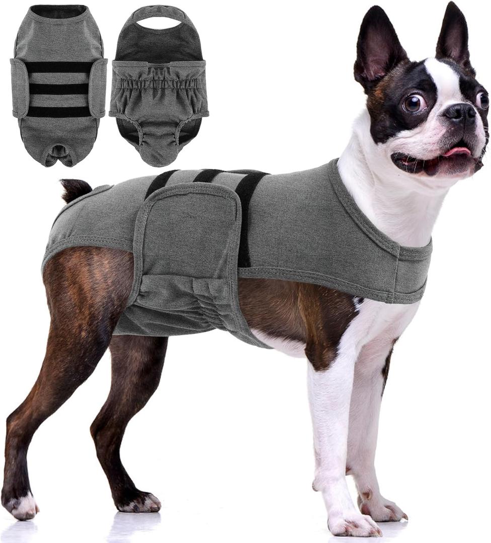 PumyPoriety Washable Female Dog Diaper, Adjustable Suspender Pantie, Escape-Proof Anti-Harassment Wear for Heat, Incontinence, Puppy Training, Senior Pet, XS, Grey