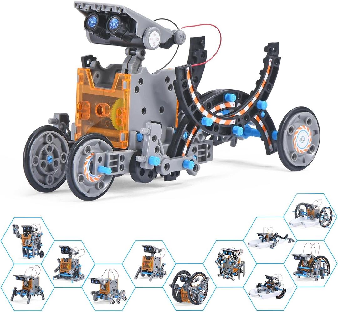 AESGOGO STEM Projects 12-in-1 Creation Solar Robot Kit,Science Experiments Toys Gifts for Kids Ages 8-12,Educational DIY Building Robotics Kit for 8 9 10 11 12 13 14 15 Year Old Boys Girls Teens (Blue)