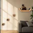 ESTRADURE Cat Wall Shelves with 3 Steps - Wall Mounted Cat Furniture for Climbing and Lounging -Set of 3 Indoor perches
