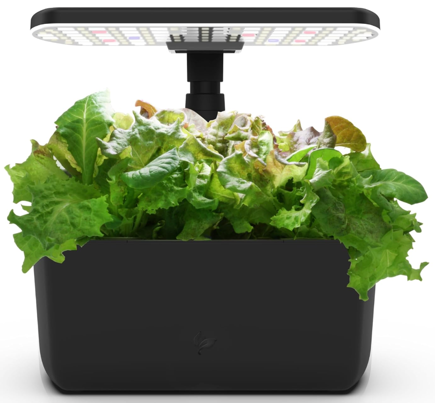 AeroGarden Harvest Lite in Black, SoilFree Indoor Hydroponic Garden with LED Grow Light for YearRound Gardening of up to 6 Herbs and Vegetables