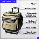 Titan by Arctic Zone Deep Freeze Wheeled Cooler - 60 Can Rolling Cooler with Deep Freeze Insulation and Detachable All-Terrain Cart with Wheels - Moss Green
