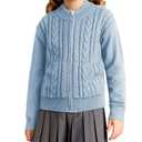 Blue Girl Cardigan Cable Knit Long Sleeve Zipper Sweater Jacket School Outfits Size 7-8
