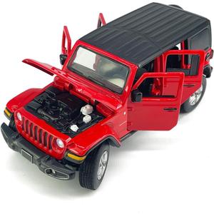 4 Door Wrangler Sahara Hard Top SUV Model Car Diecast Toy Cars 1/32 Scale Metal Vehicle Children's Die-cast Vehicles, Doors Open, Light Sound, Toys for Boys Gifts Kids Adults Men Collection, Red