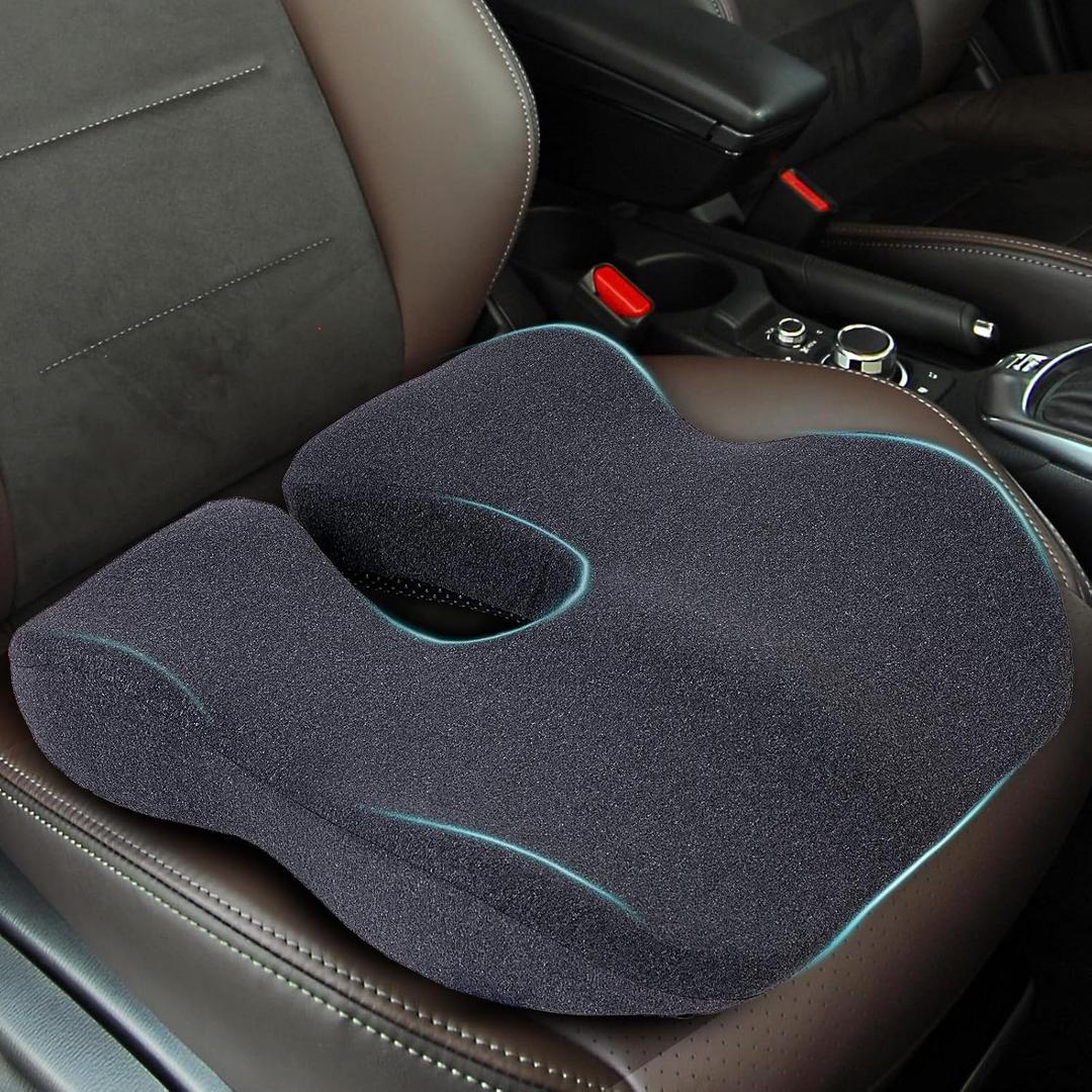 Memory Foam Car Seat Cushion for Driving, Sciatica Pain Relief, Wedge Truck Seat Cushion for Long Sitting, Adult Booster Cushion for Car, Truck, Desk, or Wheelchair (Darkgray)