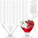 Yinkin 100 Cups and 100 Spoons Plastic Martini Glasses Disposable Cocktail Glasses Mini Martini Plastic Cups Dessert PVC Shot Unbreakable with Spoons for Weddings Party Wine Food (Clear,5 oz)