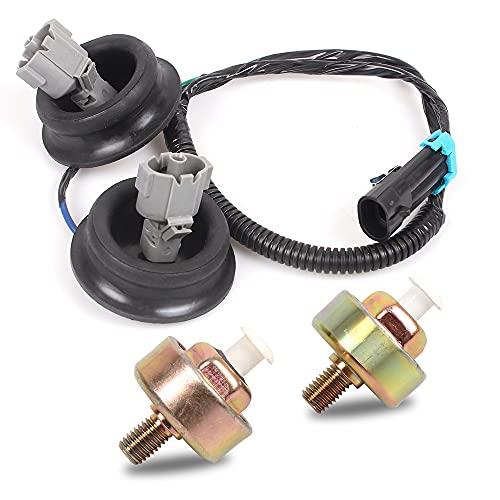 muge racing Knock Sensors with Wiring Harness Kit, LS Knock Sensor Kit Compatible with Chevy Silverado Tahoe Suburban Avalanche, GMC Sierra Yukon, Cadillac, 5.3 Knock Sensor Replace# 12589867 12601822