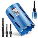 6" Core Drill Bit with 3 Adapters Included: SDS Plus, SDS Max and 1/2" Hex Abor, 5/8"-11 Thread, 9.5" Drilling Depth Dry Core Bits for Concrete Brick Block, Motar, Masonry (152mm)