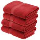 Bath Towels Set of 4 (54" x 27") - Large Bathroom Towel Set - 100% Cotton Towels for Bathroom - Highly Absorbent & Quick Dry Bath Towel Multipack - New Apartment Essentials Red