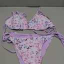 ZAFUL Women's Triangle Bikini Floral String Bikini Set Two Piece Swimsuit Bathing Suits (Large, 2-mauve)