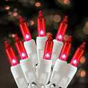 Brizled Red Christmas Lights, 300 ct 69.6ft Incandescent Christmas Lights plugin, Connectable 120V UL Certified Mini Xmas String Light for Halloween, Xmas, Indoor, Party, Porch Decor, White Wire