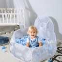 GOGOSO Ball Pit Balls for Toddler, Baby Plastic Playballs Kids Soft Pastel Pelotas Non-Toxic BPA-Free Pearl Blue+Light Blue+White 200 Balls