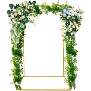 6FT Rectangle Arch Stand Gold Wedding Arch Frame Balloon Arch Stand 6x4 FT Steel Square Backdrop Stand Arch Backdrop Stand Elegant Backdrop Cover for Parties, Birthday, Anniversary