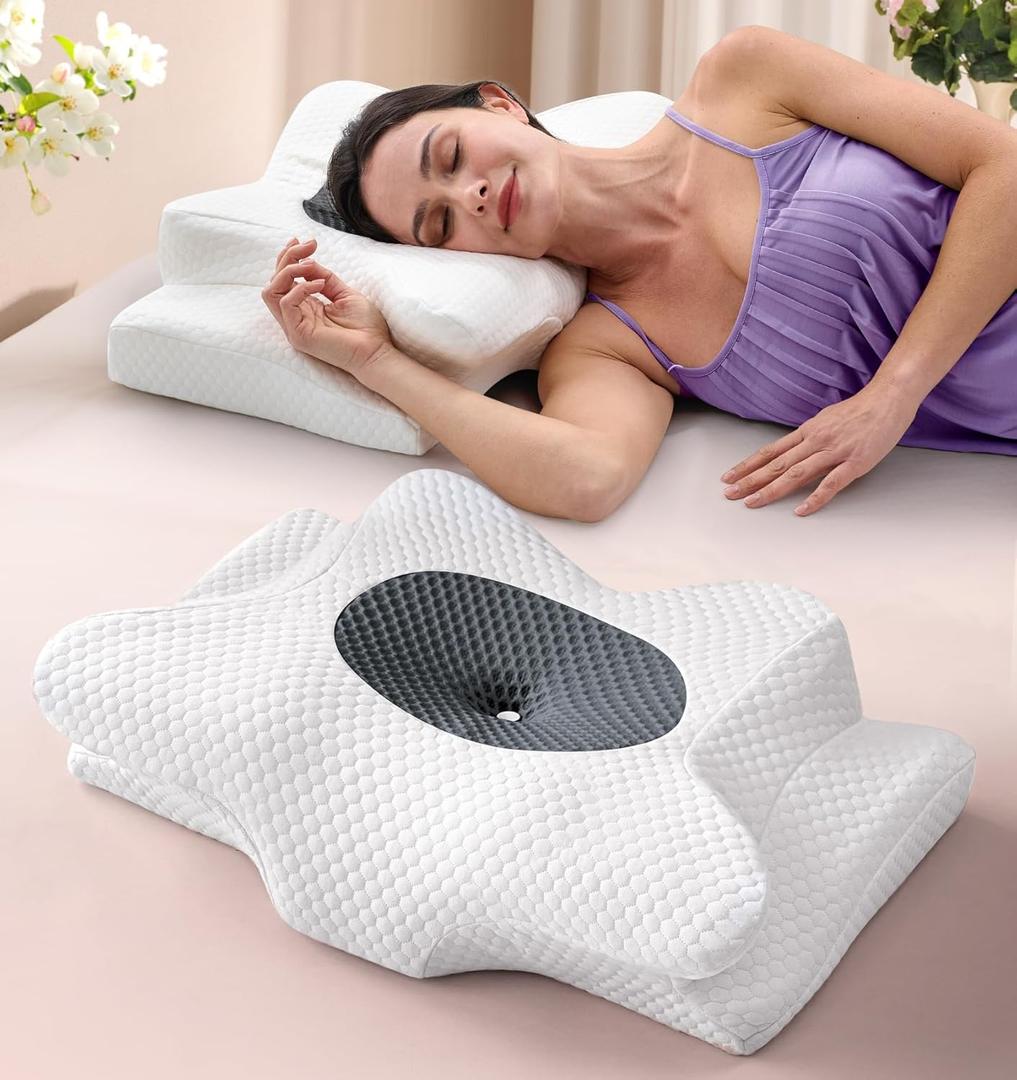 Dream Without Pain Cervical Neck Pillow for Sleeping, Ergonomic Side Sleeper Pillows for Adults, Cooling Orthopedic Pillow for Neck Relief Support, Memory Foam Pillows Back Stomach Sleepers (Standard, Grey)