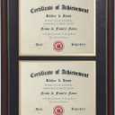 ELSKER&HOME Double Diploma Frames 14x20 for Two 8.5x11 Diplomas, Certificates,Degrees, Documents, Cherry Color Golden Rim for Dual Diploma/Certificate/Document Frame for Two 8.5x11 Inch with Mat