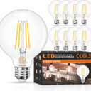 8-Pack LED Bathroom Light Bulbs 60W Equivalent, 4000K Natural Daylight, G25 Globe Edison Light Bulbs E26 Base, 6W Round Vanity Light Bulb with Filament Clear Glass, 600LM, 120V, Non-dimmable